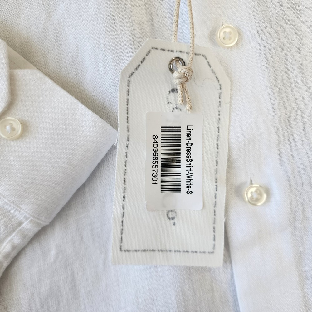 Collars & Co Linen Shirt Mens Size Small White Toscano Button Up 100% NEW NWT - Picture 3 of 9